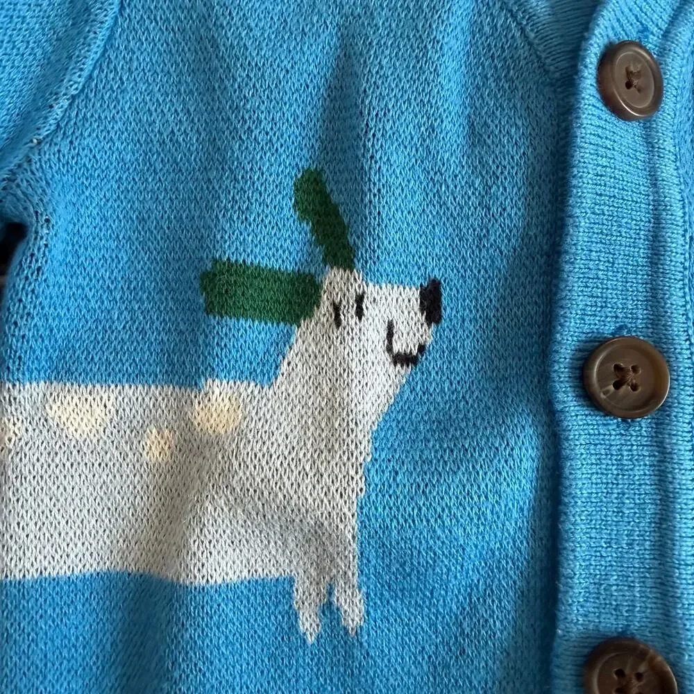 NWT Old Navy 6-12 Months Cardigan Sweater Blue Dogs Baby Boy CUTE